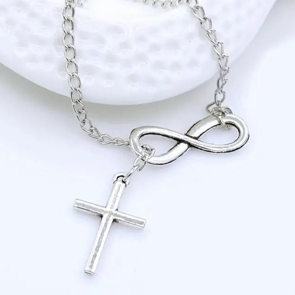 Minimalist Style Women's Necklace Lucky Infinity Cross Pendant Necklace New Gift - Picture 1 of 5